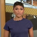 Jericka Duncan’s navy asymmetric top and pants set on CBS Mornings Jericka Duncan’s navy asymmetric top and pants set on CBS Mornings