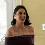 Jessel’s purple off-shoulder top and asymmetric skirt on The Real Housewives of New York City Jessel’s purple off-shoulder top and asymmetric skirt on The Real Housewives of New York City