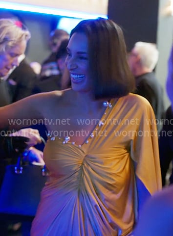 Jessel's yellow pearl embellished dress on The Real Housewives of New York City