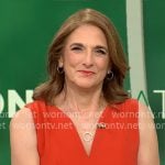Jill Schlesinger’s red split-neck dress on CBS Mornings