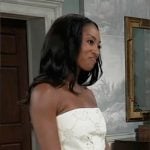 Jordan’s white strapless eyelet dress on General Hospital Jordan’s white strapless eyelet dress on General Hospital