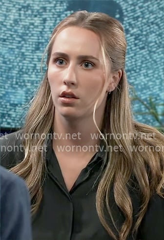Josslyn’s black button down blouse on General Hospital