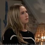 Josslyn's black striped sweater on General Hospital Josslyn's black striped sweater on General Hospital