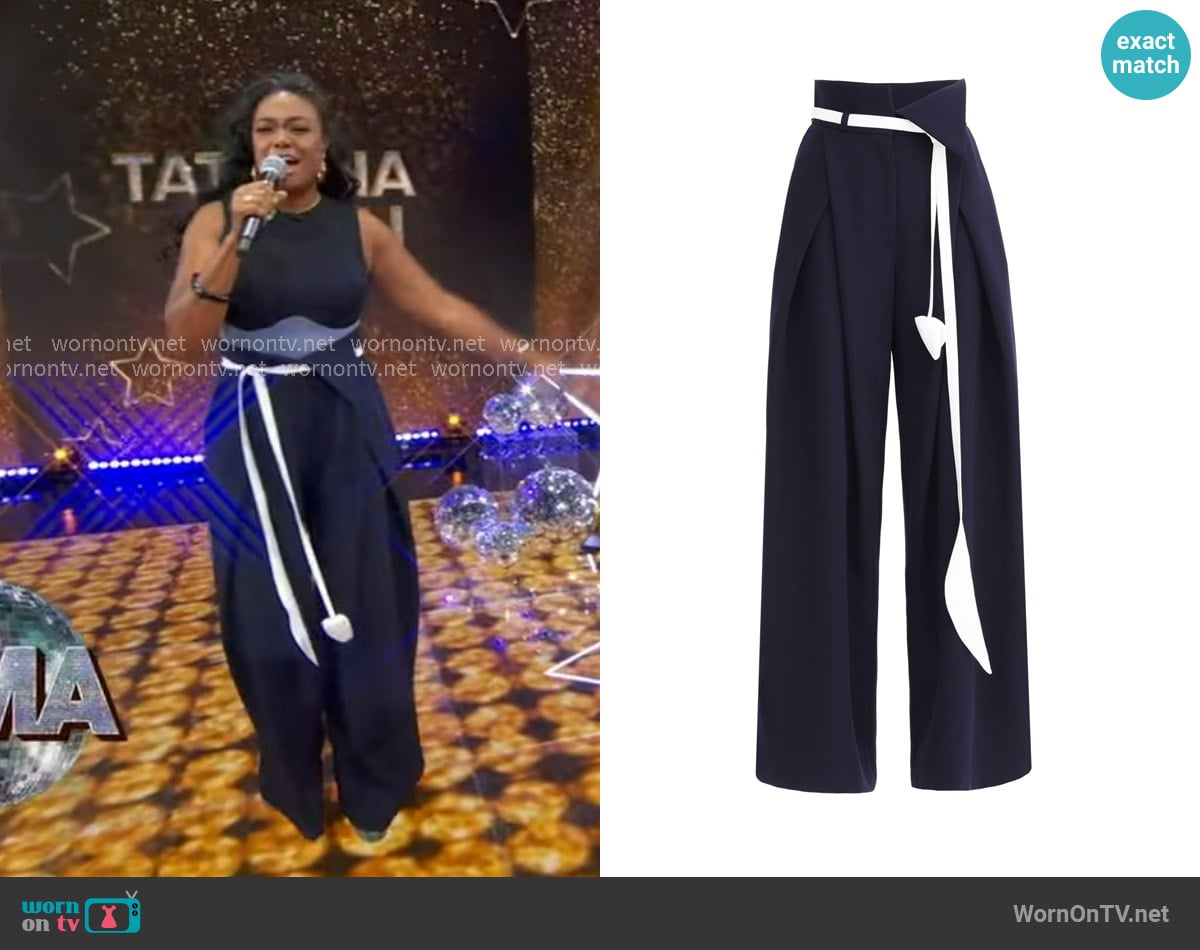 Julia Allert Fashion Forward Wide-Leg Pants & Contrast Belt worn by Tatyana Ali on Good Morning America