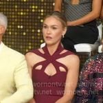 Julia Stiles’s burgundy cutout dress on Good Morning America Julia Stiles’s burgundy cutout dress on Good Morning America