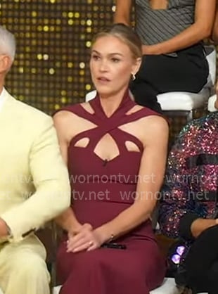 Julia Stiles’s burgundy cutout dress on Good Morning America
