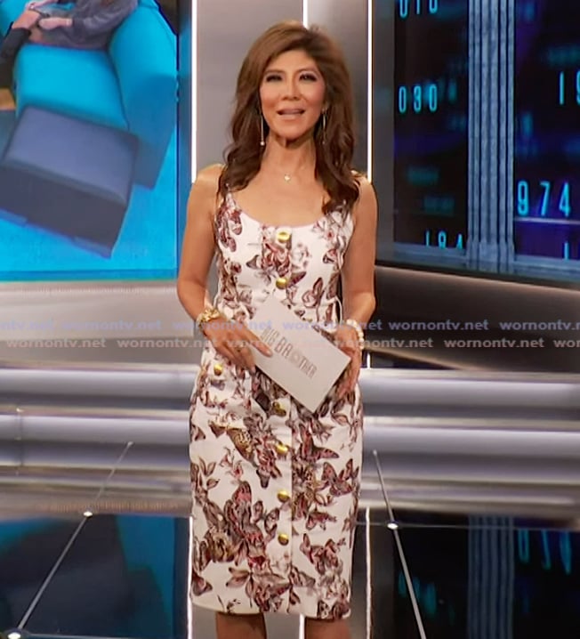 Julie’s floral print button down dress on Big Brother