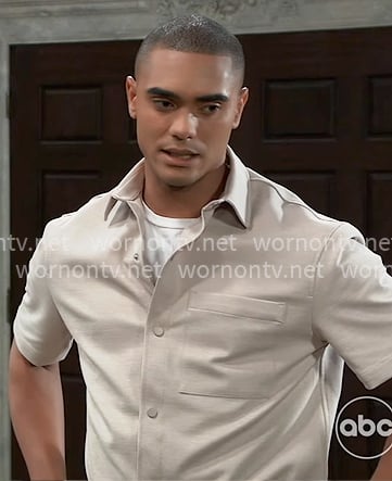 Kai’s beige short-sleeve shirt on General Hospital