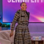 Karen Pittman’s brown plaid tie neck dress on The Jennifer Hudson Show
