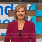 Kate's berry pink ruched sleeve blazer on NBC News Daily