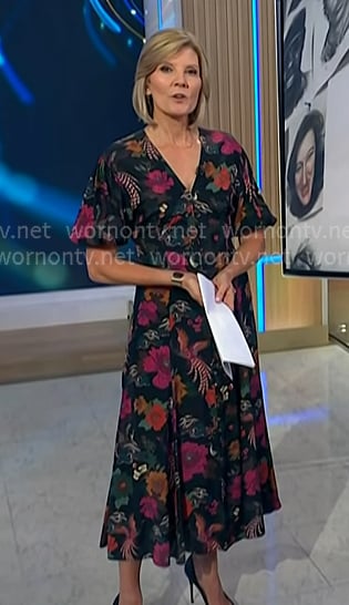 Kate's black bird and floral print dress on NBC News Daily