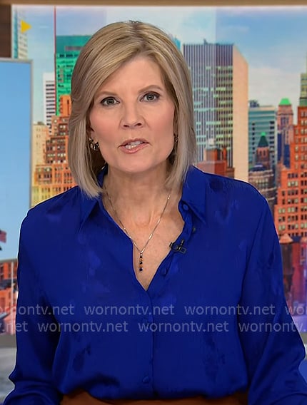 Kate's blue floral button down shirt on NBC News Daily