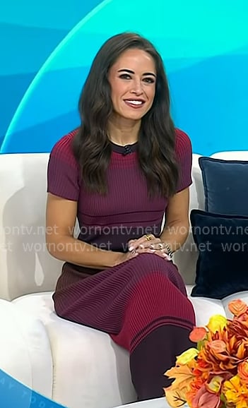 Kaylee's burgundy striped ribbed dress on Today