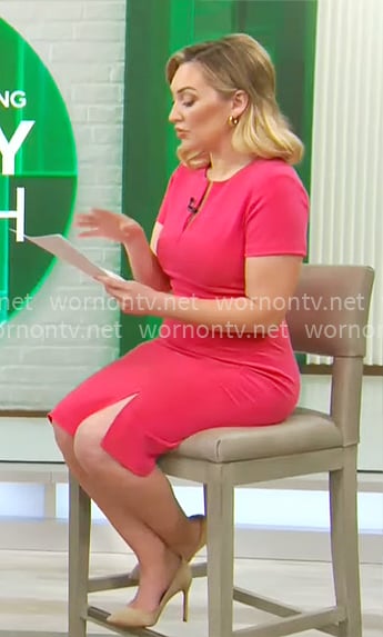 Kelly O'Grady's pink split-neck dress on CBS Mornings