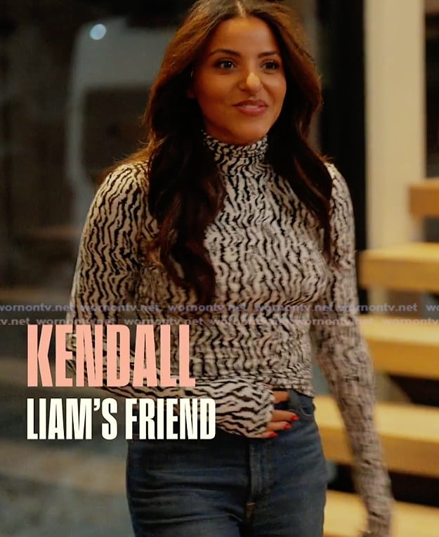 Kendall's printed turtleneck top on Next Gen NYC
