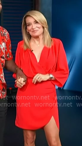 Kit's red mini wrap dress on Access Hollywood