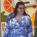 Krissy Downey's blue safari print pajama shirt and pants on Today