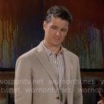 Kyle’s brown striped shirt and beige blazer on The Young and the Restless Kyle’s brown striped shirt and beige blazer on The Young and the Restless