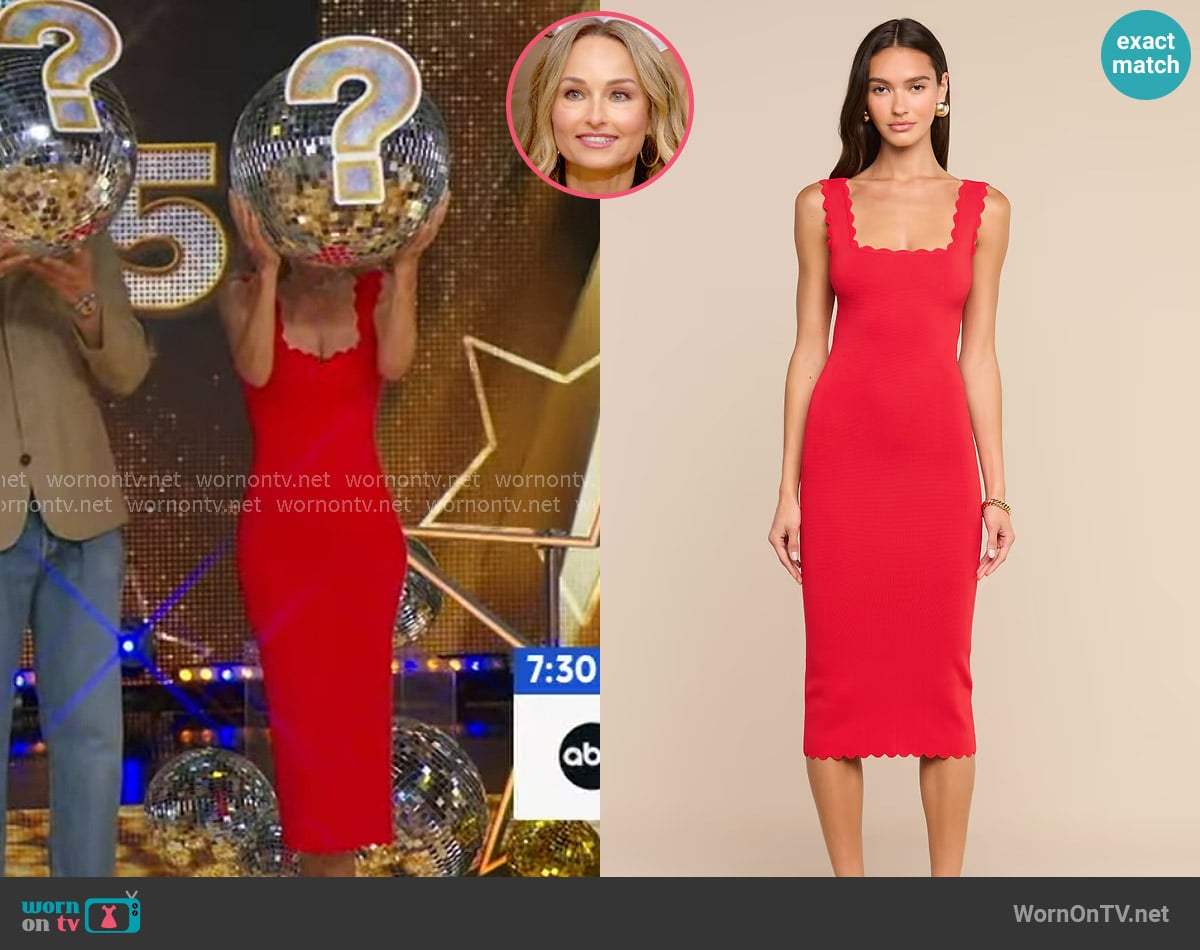 L'Agence Romona Knit Dress in Lipstick Red worn by Giada DeLaurentiis on Good Morning America