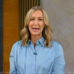 Lara’s blue pleated blouse on Good Morning America Lara’s blue pleated blouse on Good Morning America