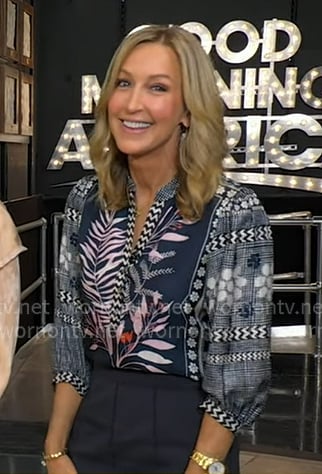 Lara's floral v-neck blouse on Good Morning America