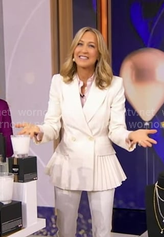 Lara's white pleated blazer on Good Morning America