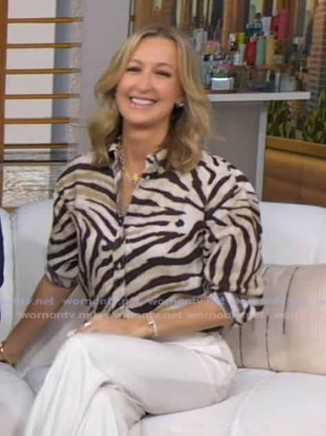 Lara’s zebra stripe blouse on Good Morning America Lara’s zebra stripe blouse on Good Morning America