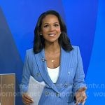 Laura’s blue pinstripe blazer and pants on Today Laura’s blue pinstripe blazer and pants on Today