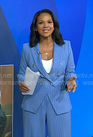 Laura’s blue pinstripe blazer and pants on Today Laura’s blue pinstripe blazer and pants on Today
