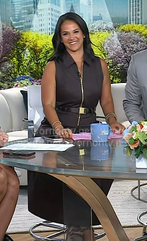 Laura’s borwn belted zip front dress on Today