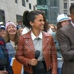 Laura’s brown leather moto jacket on Today Laura’s brown leather moto jacket on Today