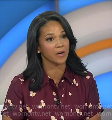 Laura’s burgundy floral shirtdress on Today Laura’s burgundy floral shirtdress on Today