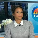 Laura’s grey ruched puff sleeve sweater on Today