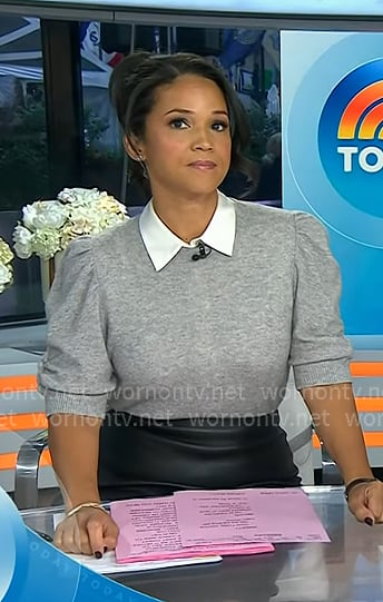 Laura's grey ruched puff sleeve sweater on Today Laura's grey ruched puff sleeve sweater on Today