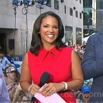 Laura’s red collared sleeveless dress on Today