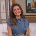 Leslie’s steel blue gathered satin top on Good Morning America Leslie’s steel blue gathered satin top on Good Morning America