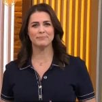 Lindsey Reiser's navy polo dress with contrast stitching on CBS Mornings