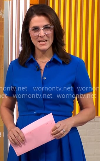 Lindsey’s blue short-sleeve shirtdress on CBS Mornings