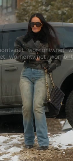 Lisa’s black leather jacket and distressed jeans on The Real Housewives of Salt Lake City Lisa’s black leather jacket and distressed jeans on The Real Housewives of Salt Lake City