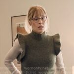 Lisa’s green ruffle shoulder sweater on The Paper Lisa’s green ruffle shoulder sweater on The Paper