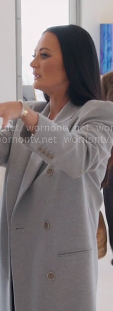 Lisa’s grey double breasted coat on The Real Housewives of Salt Lake City Lisa’s grey double breasted coat on The Real Housewives of Salt Lake City