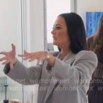 Lisa’s grey double breasted coat on The Real Housewives of Salt Lake City Lisa’s grey double breasted coat on The Real Housewives of Salt Lake City