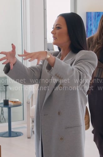 Lisa's grey double breasted coat on The Real Housewives of Salt Lake City