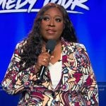 Loni Love’s abstract print blazer on Tamron Hall Show Loni Love’s abstract print blazer on Tamron Hall Show
