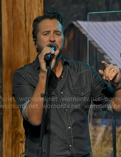 Luke Bryan’s black denim western shirt on Good Morning America