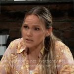 Lulu’s orange tie-front shirt on General Hospital Lulu’s orange tie-front shirt on General Hospital