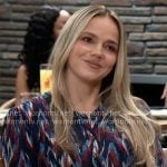 Lulu’s red and blue printed top on General Hospital Lulu’s red and blue printed top on General Hospital