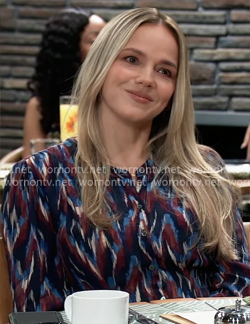 Lulu’s red and blue printed top on General Hospital Lulu’s red and blue printed top on General Hospital