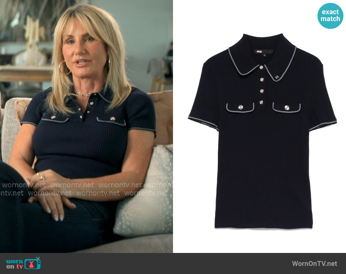 Maje Contrast-trim polo shirt worn by Alisa Maniaci on Earle Meets World Maje Contrast-trim polo shirt worn by Alisa Maniaci on Earle Meets World