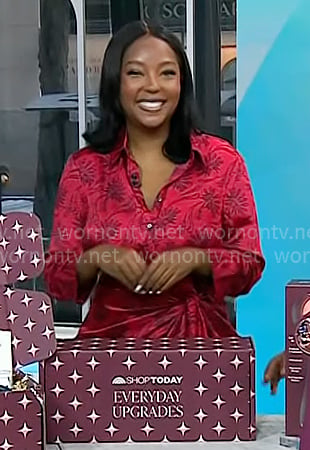 Makho’s red printed shirtdress on Today